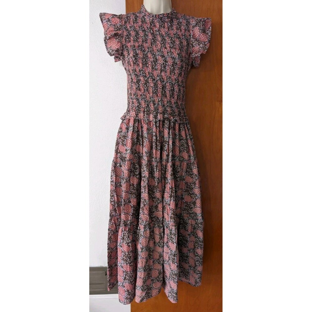 Perry Walker Women’s Floral Ruffle Sleeve Smocked Maxi Dress Size 2 / Small